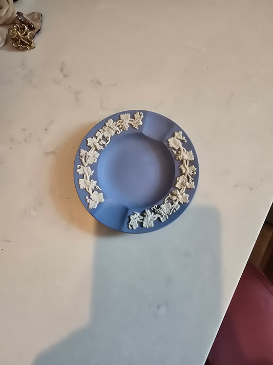 Wedgwood Blue Jasperware Ashtray – Grapevine Relief