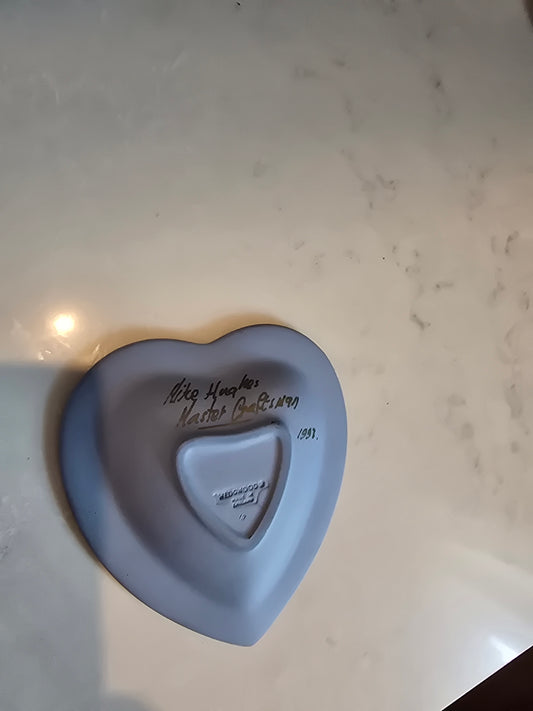 Wedgwood Blue Jasperware Heart Trinket Dish – Signed Mike Hughes, Master Craftsman 1981
