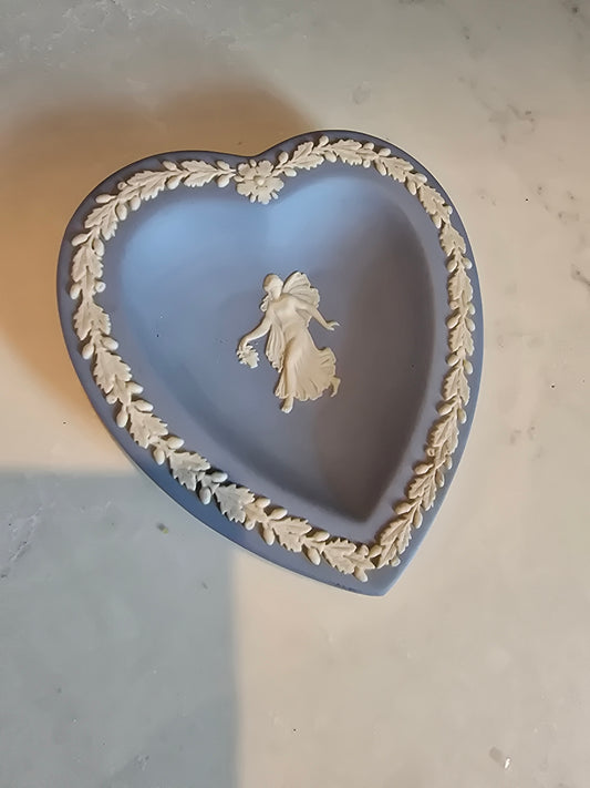 Wedgwood Blue Jasperware Heart Trinket Dish – Signed Mike Hughes, Master Craftsman 1981