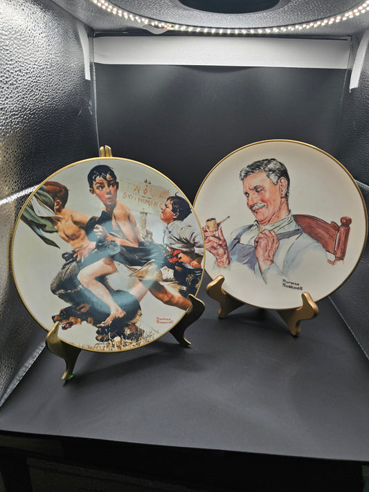 2 Norman Rockwell plates the streaker and home from the fields